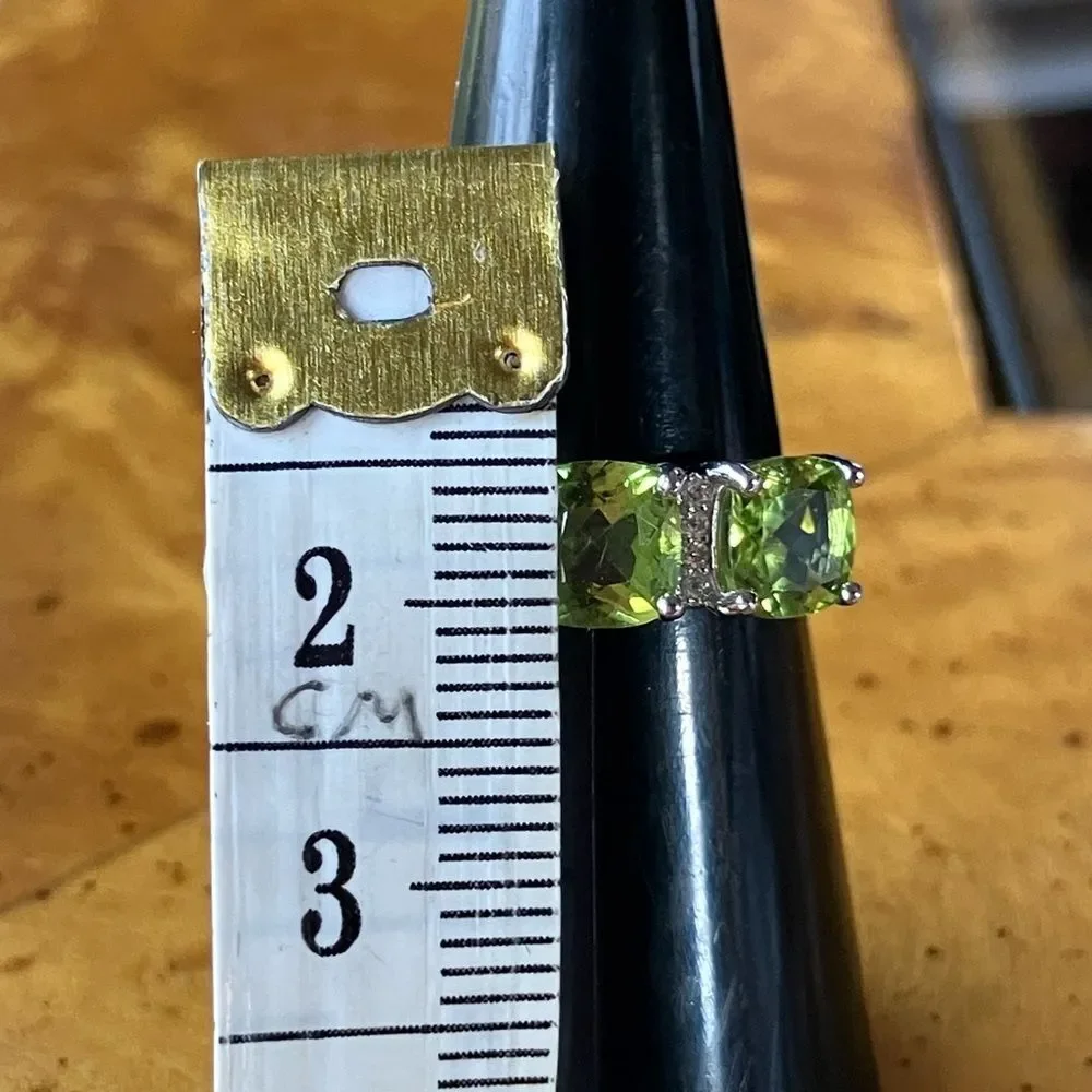 Natural Peridot Sterling Silver Ring Size 6